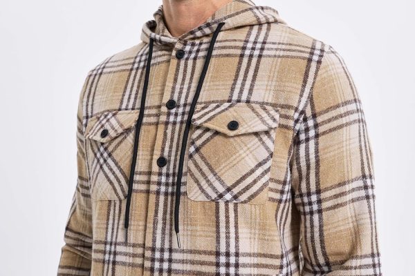 JMIERR Mens Cotton Flannel Shirts Casual Button Down Hoodie Plaid Shirt Long Sleeve Lightweight Jackets with Pockets - Image 8