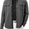 JMIERR Mens Quilted Shirt Jackets Casual Long Sleeve Snap Button Down Shirts with Pockets - Image 2