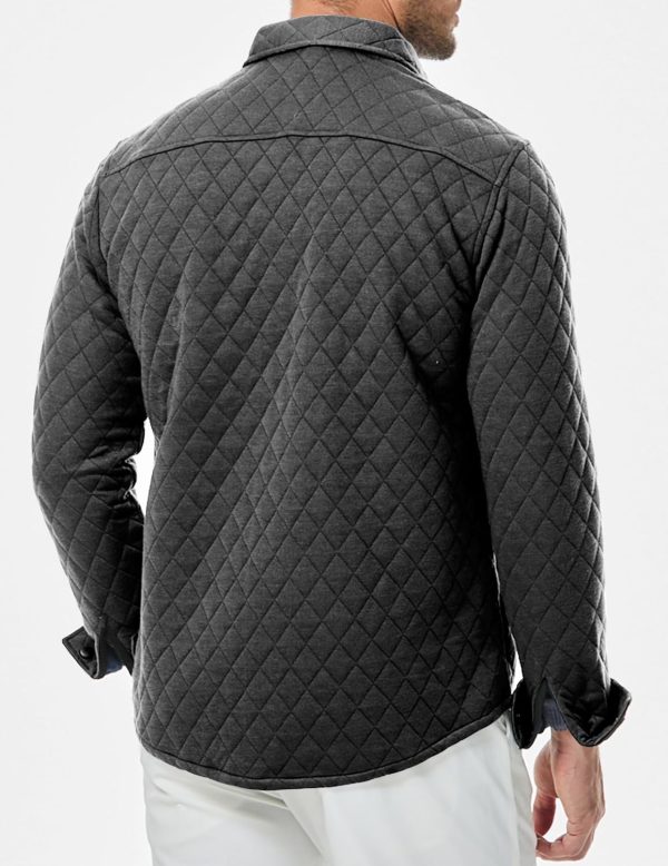 JMIERR Mens Quilted Shirt Jackets Casual Long Sleeve Snap Button Down Shirts with Pockets - Image 3