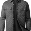 JMIERR Mens Quilted Shirt Jackets Casual Long Sleeve Snap Button Down Shirts with Pockets - Image 4
