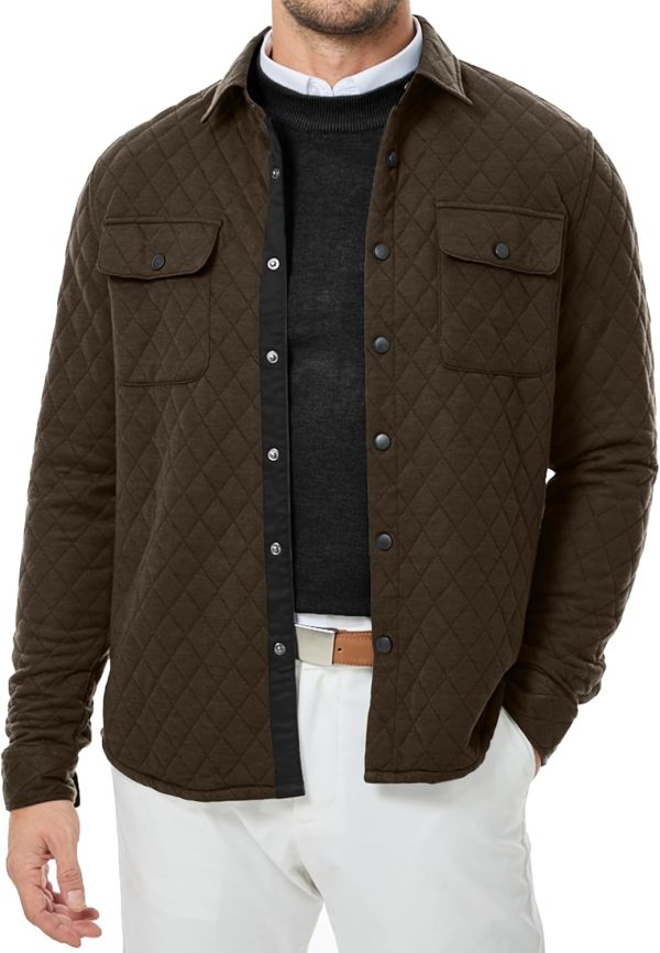 JMIERR Mens Quilted Shirt Jackets Casual Long Sleeve Snap Button Down Shirts with Pockets - Image 9