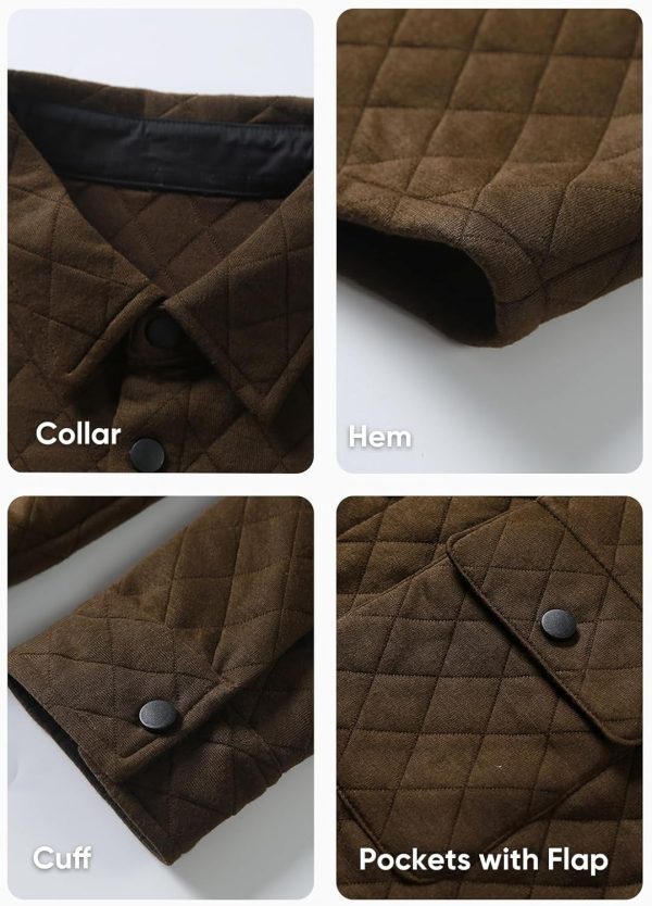 JMIERR Mens Quilted Shirt Jackets Casual Long Sleeve Snap Button Down Shirts with Pockets - Image 12