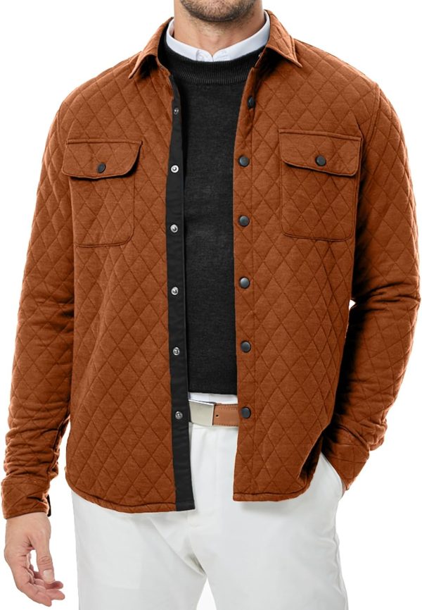 JMIERR Mens Quilted Shirt Jackets Casual Long Sleeve Snap Button Down Shirts with Pockets - Image 17