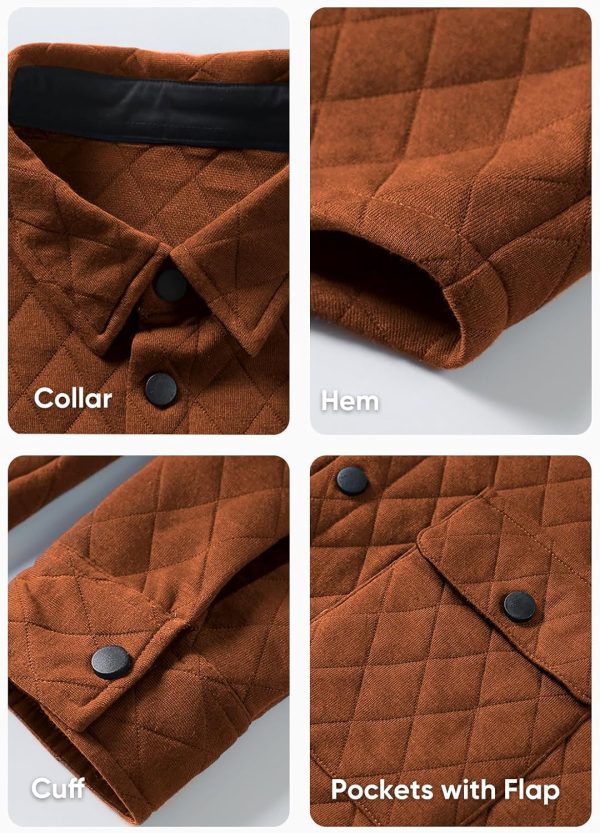 JMIERR Mens Quilted Shirt Jackets Casual Long Sleeve Snap Button Down Shirts with Pockets - Image 20