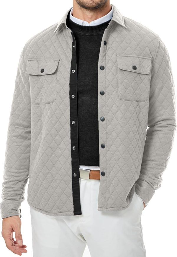 JMIERR Mens Quilted Shirt Jackets Casual Long Sleeve Snap Button Down Shirts with Pockets - Image 24