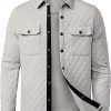 JMIERR Mens Quilted Shirt Jackets Casual Long Sleeve Snap Button Down Shirts with Pockets - Image 26