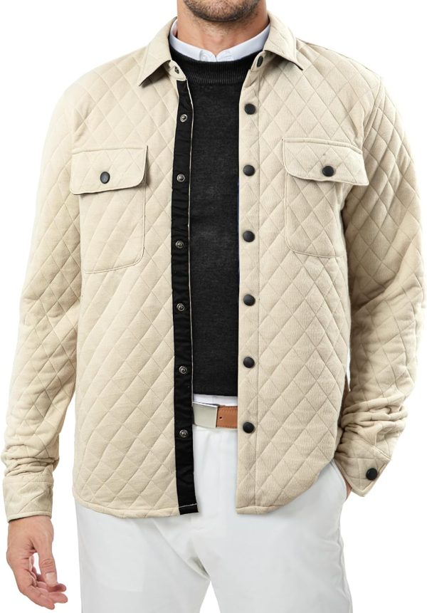 JMIERR Mens Quilted Shirt Jackets Casual Long Sleeve Snap Button Down Shirts with Pockets - Image 31