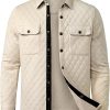 JMIERR Mens Quilted Shirt Jackets Casual Long Sleeve Snap Button Down Shirts with Pockets - Image 33