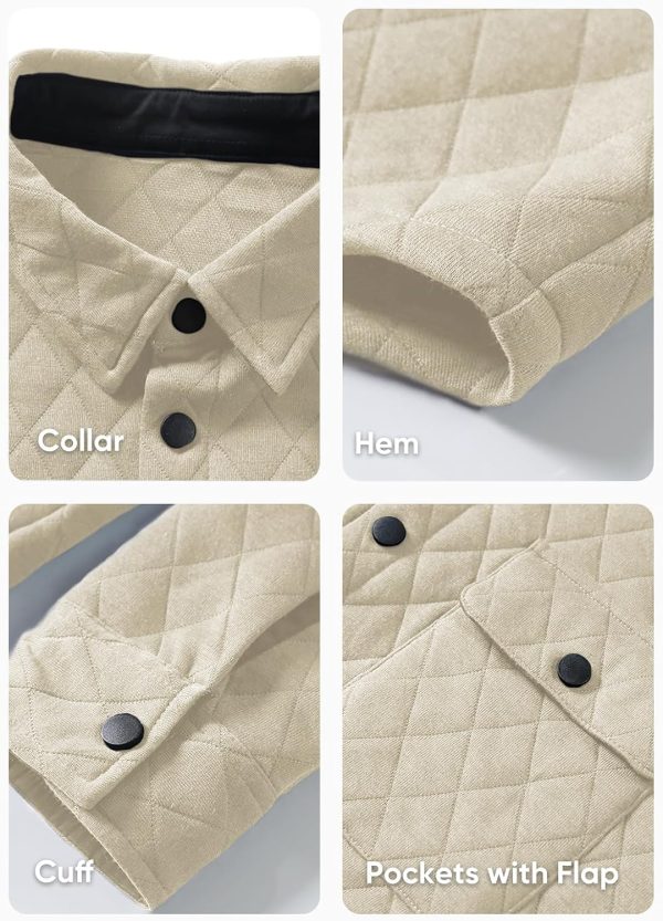 JMIERR Mens Quilted Shirt Jackets Casual Long Sleeve Snap Button Down Shirts with Pockets - Image 34