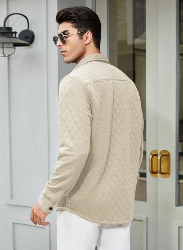 JMIERR Mens Quilted Shirt Jackets Casual Long Sleeve Snap Button Down Shirts with Pockets - Image 37