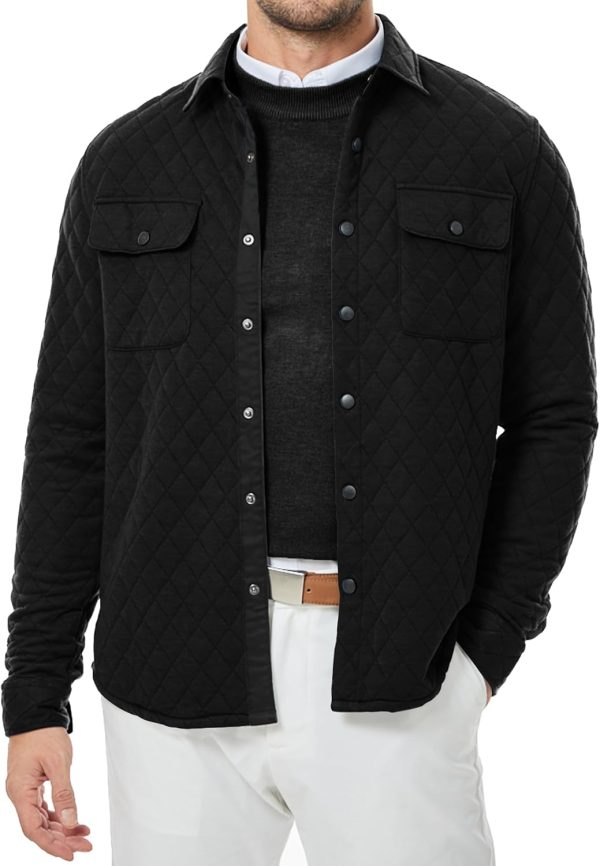 JMIERR Mens Quilted Shirt Jackets Casual Long Sleeve Snap Button Down Shirts with Pockets - Image 39