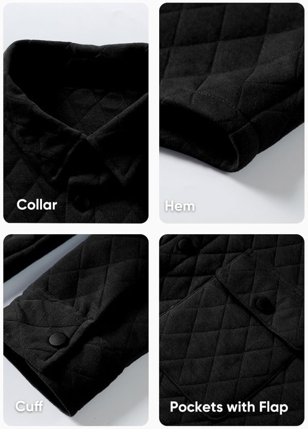 JMIERR Mens Quilted Shirt Jackets Casual Long Sleeve Snap Button Down Shirts with Pockets - Image 42