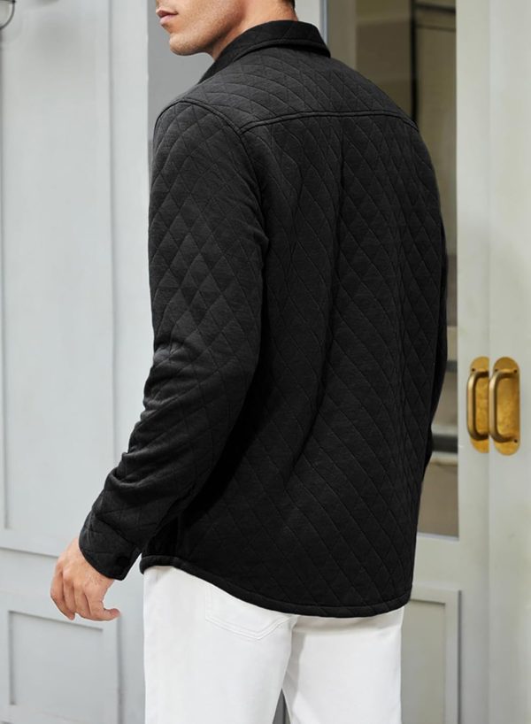 JMIERR Mens Quilted Shirt Jackets Casual Long Sleeve Snap Button Down Shirts with Pockets - Image 45