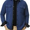 JMIERR Mens Quilted Shirt Jackets Casual Long Sleeve Snap Button Down Shirts with Pockets - Image 46
