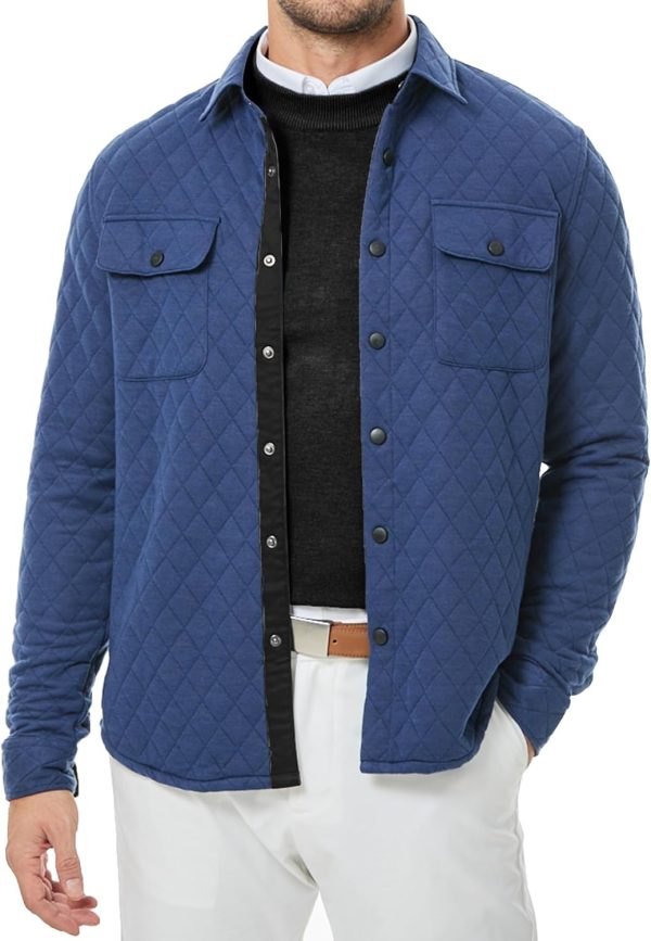 JMIERR Mens Quilted Shirt Jackets Casual Long Sleeve Snap Button Down Shirts with Pockets - Image 47