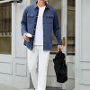 JMIERR Mens Quilted Shirt Jackets Casual Long Sleeve Snap Button Down Shirts with Pockets - Image 52