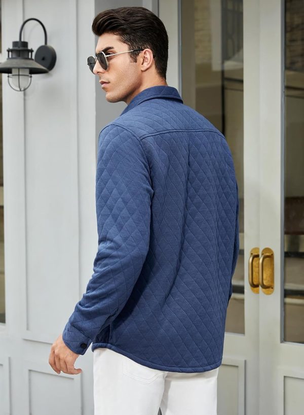 JMIERR Mens Quilted Shirt Jackets Casual Long Sleeve Snap Button Down Shirts with Pockets - Image 53