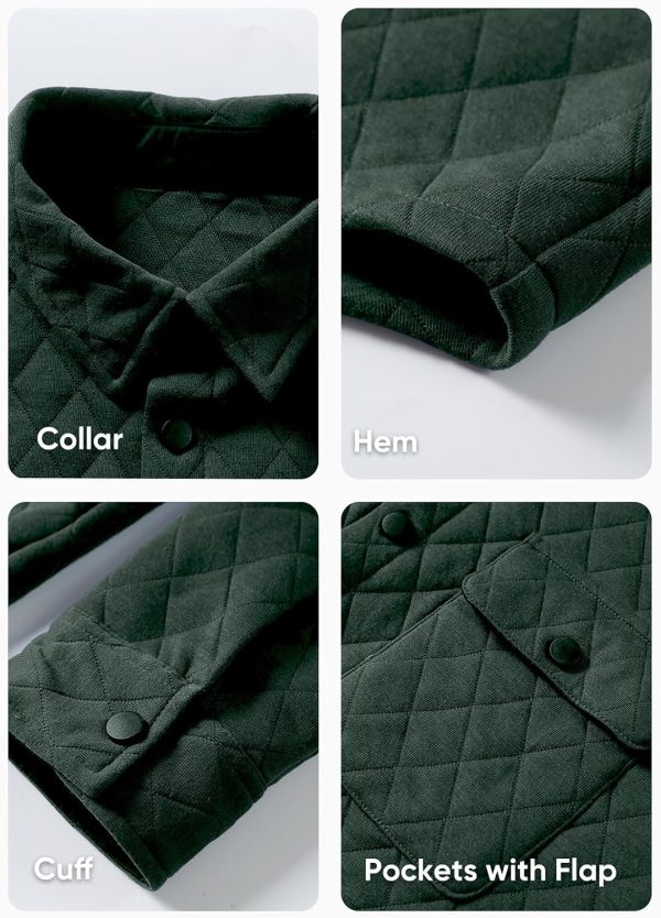 JMIERR Mens Quilted Shirt Jackets Casual Long Sleeve Snap Button Down Shirts with Pockets - Image 66