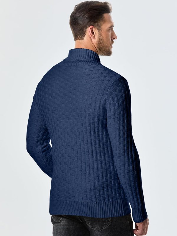 JMIERR Mens Knit Sweater Casual Shawl Collar Pullover Sweater Slim Fit Solid Color Fall Fashion Button Textured Sweaters - Image 2