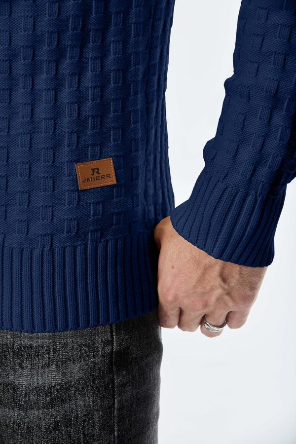 JMIERR Mens Knit Sweater Casual Shawl Collar Pullover Sweater Slim Fit Solid Color Fall Fashion Button Textured Sweaters - Image 5