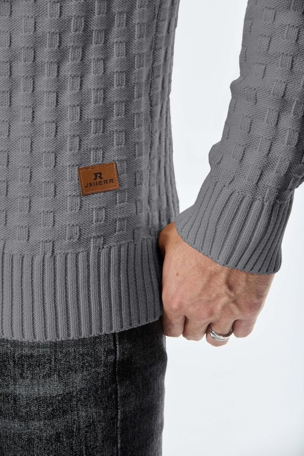 JMIERR Mens Knit Sweater Casual Shawl Collar Pullover Sweater Slim Fit Solid Color Fall Fashion Button Textured Sweaters - Image 13