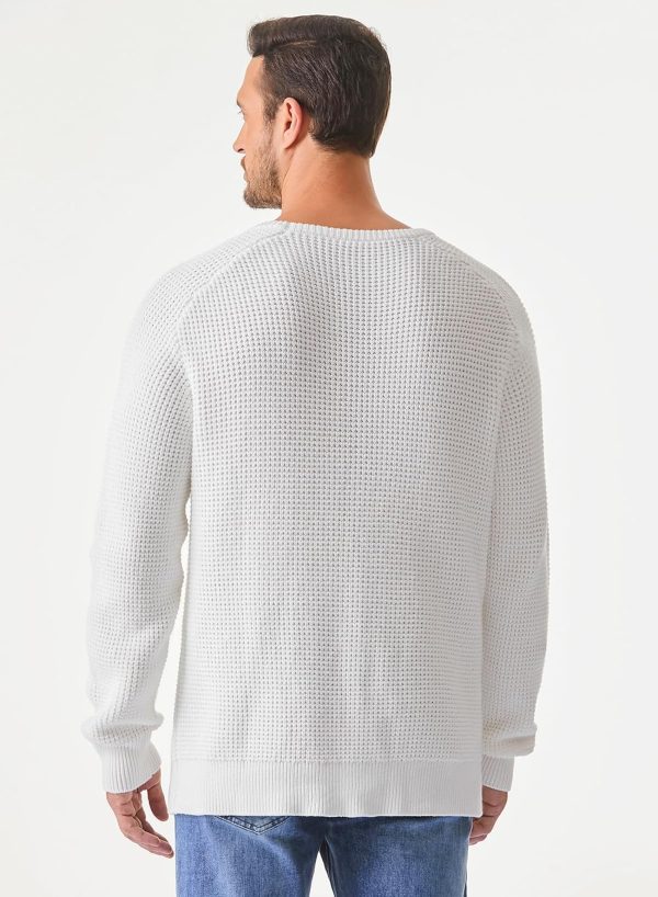 JMIERR Men's Crewneck Pullover Sweater Waffle Textured Knitted Sweaters Casual Loose Fit Sweaters with Ribbing Edge - Image 2
