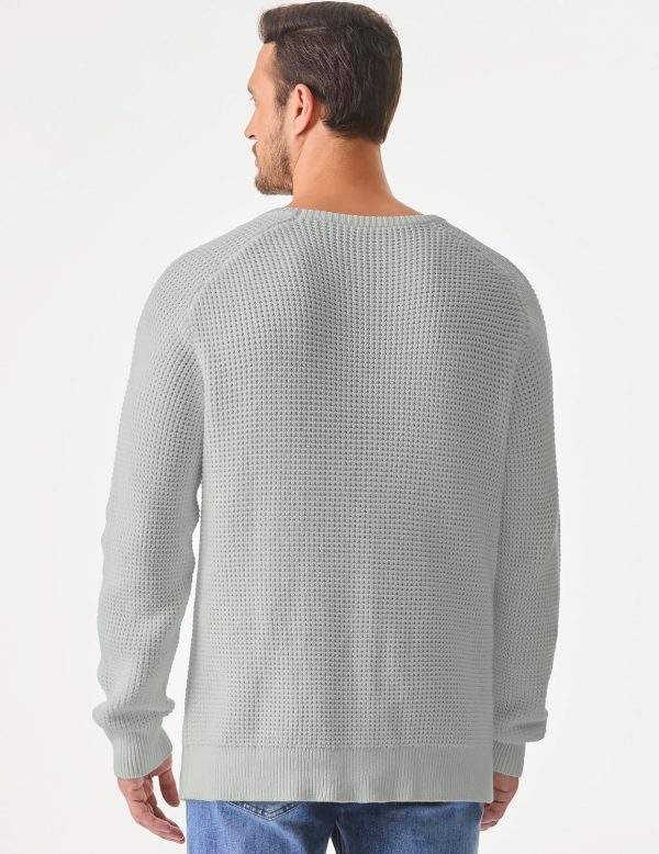 JMIERR Men's Crewneck Pullover Sweater Waffle Textured Knitted Sweaters Casual Loose Fit Sweaters with Ribbing Edge - Image 10