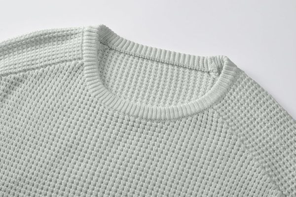 JMIERR Men's Crewneck Pullover Sweater Waffle Textured Knitted Sweaters Casual Loose Fit Sweaters with Ribbing Edge - Image 16