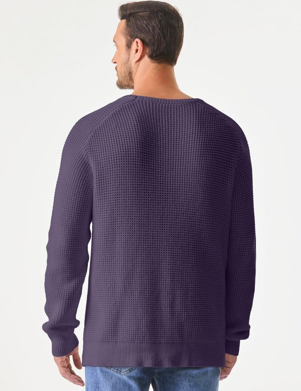 JMIERR Men's Crewneck Pullover Sweater Waffle Textured Knitted Sweaters Casual Loose Fit Sweaters with Ribbing Edge - Image 18