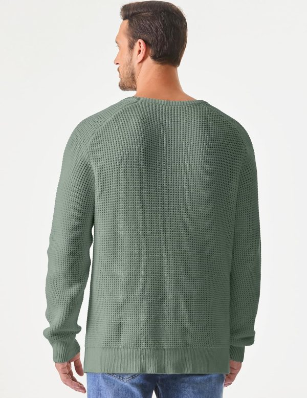 JMIERR Men's Crewneck Pullover Sweater Waffle Textured Knitted Sweaters Casual Loose Fit Sweaters with Ribbing Edge - Image 26