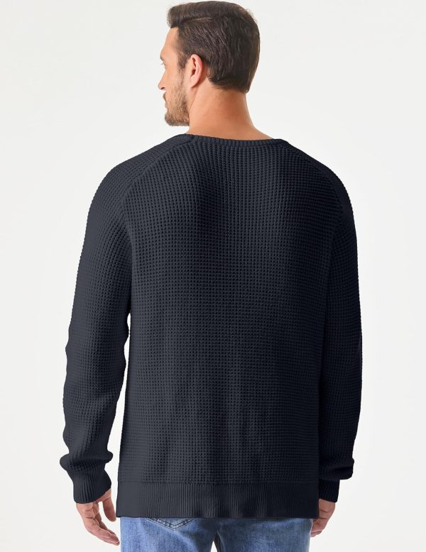 JMIERR Men's Crewneck Pullover Sweater Waffle Textured Knitted Sweaters Casual Loose Fit Sweaters with Ribbing Edge - Image 34