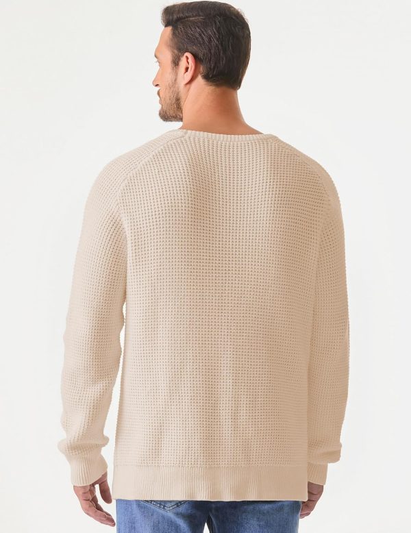 JMIERR Men's Crewneck Pullover Sweater Waffle Textured Knitted Sweaters Casual Loose Fit Sweaters with Ribbing Edge - Image 42