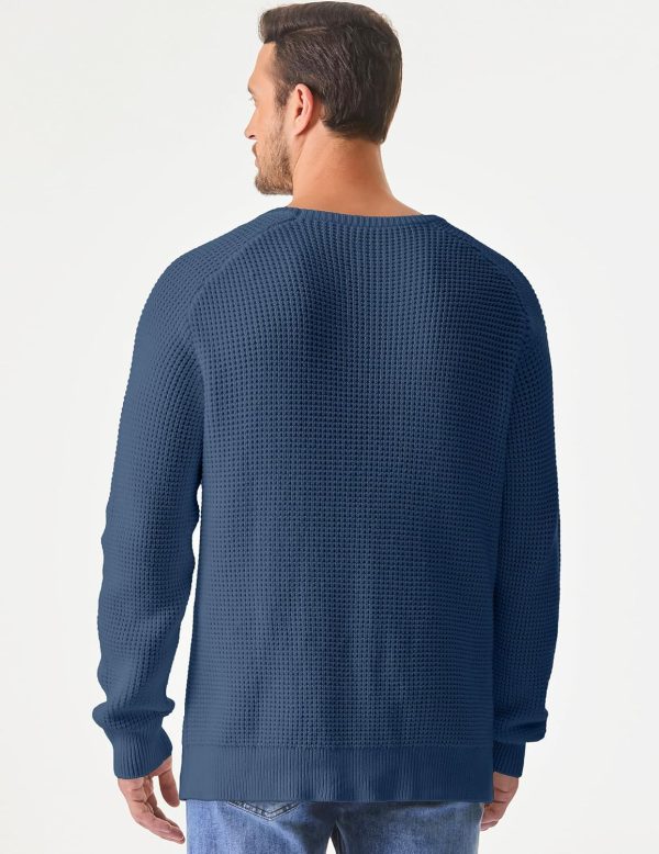 JMIERR Men's Crewneck Pullover Sweater Waffle Textured Knitted Sweaters Casual Loose Fit Sweaters with Ribbing Edge - Image 50
