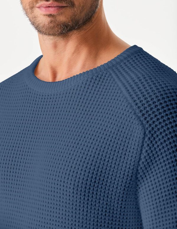 JMIERR Men's Crewneck Pullover Sweater Waffle Textured Knitted Sweaters Casual Loose Fit Sweaters with Ribbing Edge - Image 53