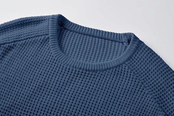 JMIERR Men's Crewneck Pullover Sweater Waffle Textured Knitted Sweaters Casual Loose Fit Sweaters with Ribbing Edge - Image 56