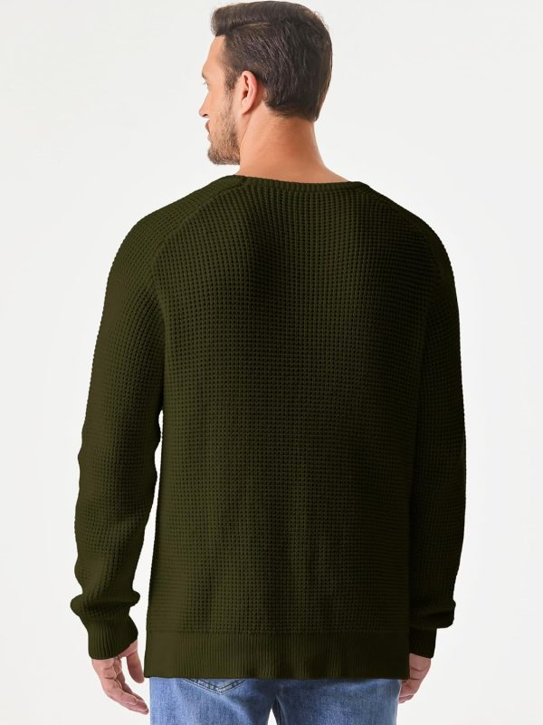 JMIERR Men's Crewneck Pullover Sweater Waffle Textured Knitted Sweaters Casual Loose Fit Sweaters with Ribbing Edge - Image 58