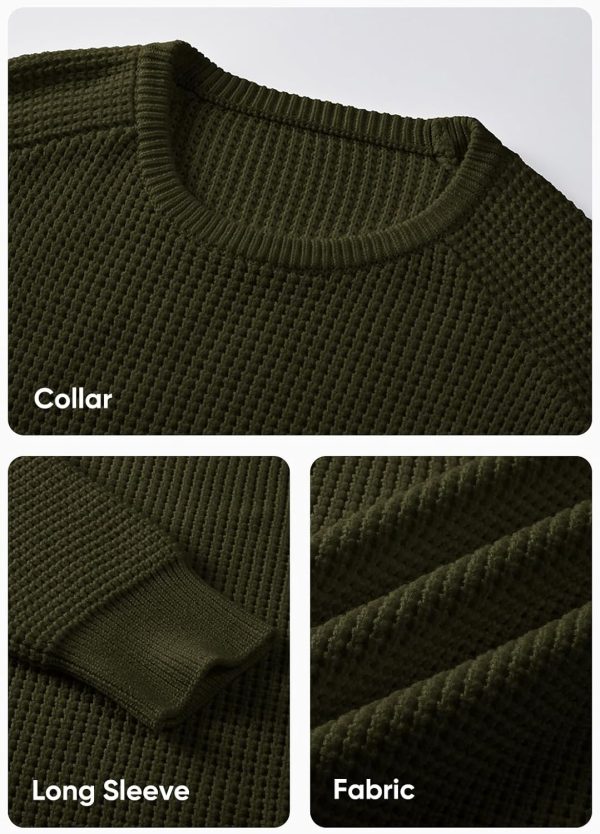 JMIERR Men's Crewneck Pullover Sweater Waffle Textured Knitted Sweaters Casual Loose Fit Sweaters with Ribbing Edge - Image 60