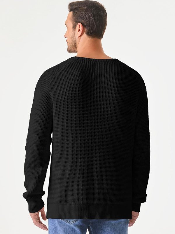 JMIERR Men's Crewneck Pullover Sweater Waffle Textured Knitted Sweaters Casual Loose Fit Sweaters with Ribbing Edge - Image 66