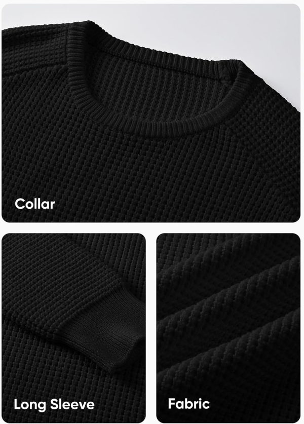 JMIERR Men's Crewneck Pullover Sweater Waffle Textured Knitted Sweaters Casual Loose Fit Sweaters with Ribbing Edge - Image 68