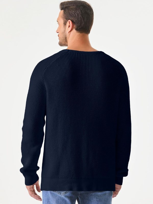 JMIERR Men's Crewneck Pullover Sweater Waffle Textured Knitted Sweaters Casual Loose Fit Sweaters with Ribbing Edge - Image 74