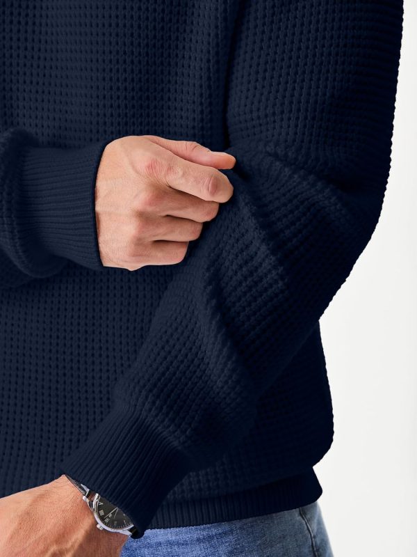 JMIERR Men's Crewneck Pullover Sweater Waffle Textured Knitted Sweaters Casual Loose Fit Sweaters with Ribbing Edge - Image 80