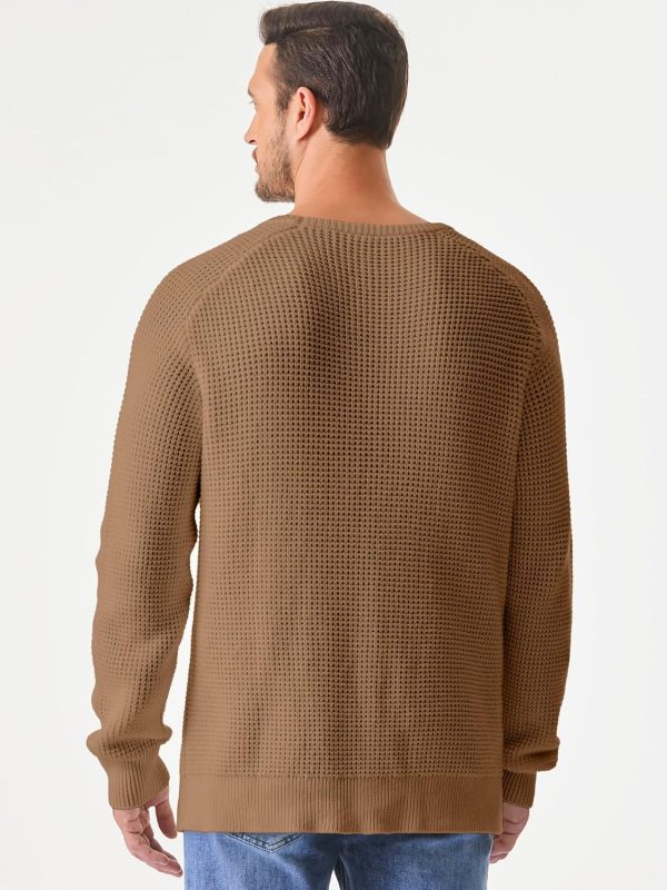 JMIERR Men's Crewneck Pullover Sweater Waffle Textured Knitted Sweaters Casual Loose Fit Sweaters with Ribbing Edge - Image 83