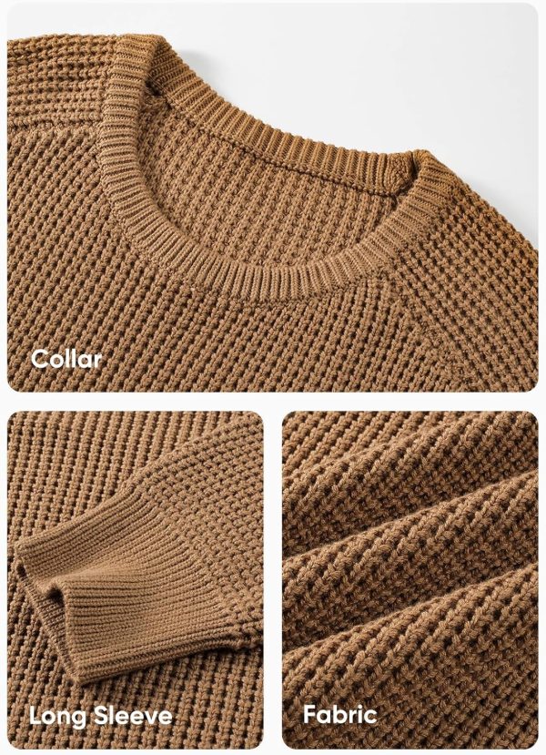 JMIERR Men's Crewneck Pullover Sweater Waffle Textured Knitted Sweaters Casual Loose Fit Sweaters with Ribbing Edge - Image 84