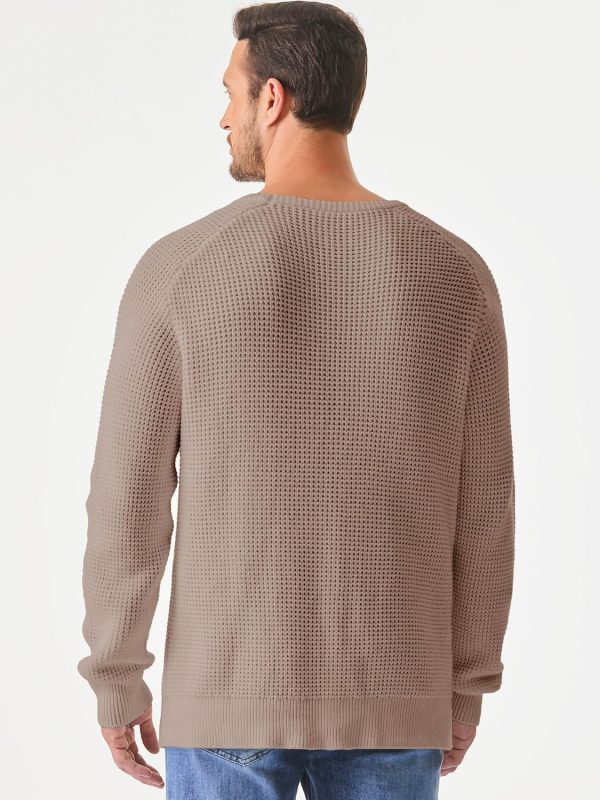 JMIERR Men's Crewneck Pullover Sweater Waffle Textured Knitted Sweaters Casual Loose Fit Sweaters with Ribbing Edge - Image 90