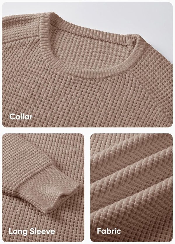 JMIERR Men's Crewneck Pullover Sweater Waffle Textured Knitted Sweaters Casual Loose Fit Sweaters with Ribbing Edge - Image 92