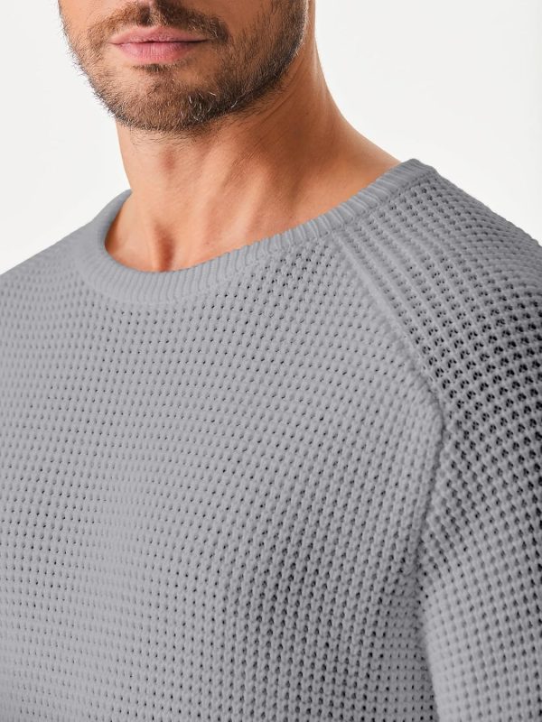 JMIERR Men's Crewneck Pullover Sweater Waffle Textured Knitted Sweaters Casual Loose Fit Sweaters with Ribbing Edge - Image 102