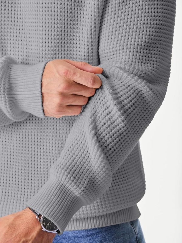 JMIERR Men's Crewneck Pullover Sweater Waffle Textured Knitted Sweaters Casual Loose Fit Sweaters with Ribbing Edge - Image 103