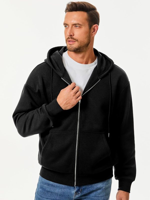 JMIERR Mens Full Zip Casual Cotton Hooded Fleece Drawstring Hoodies Pullover Sweatshirts Casual Long Sleeve Shirts - Image 2