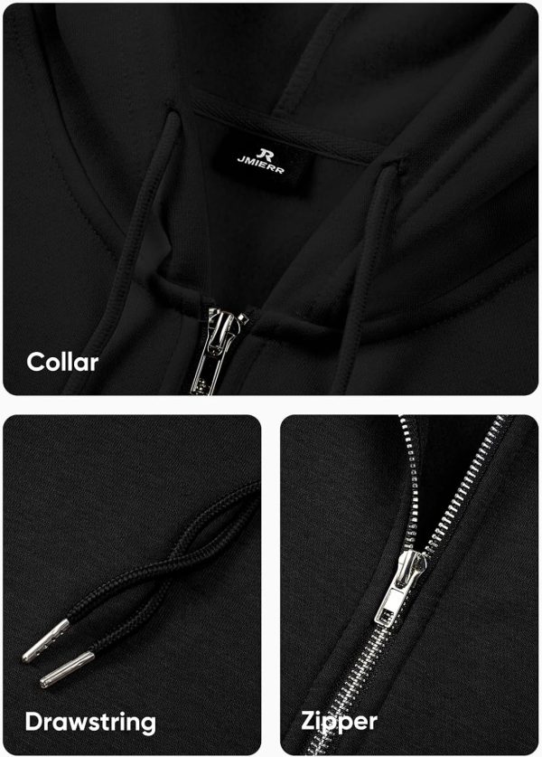 JMIERR Mens Full Zip Casual Cotton Hooded Fleece Drawstring Hoodies Pullover Sweatshirts Casual Long Sleeve Shirts - Image 6