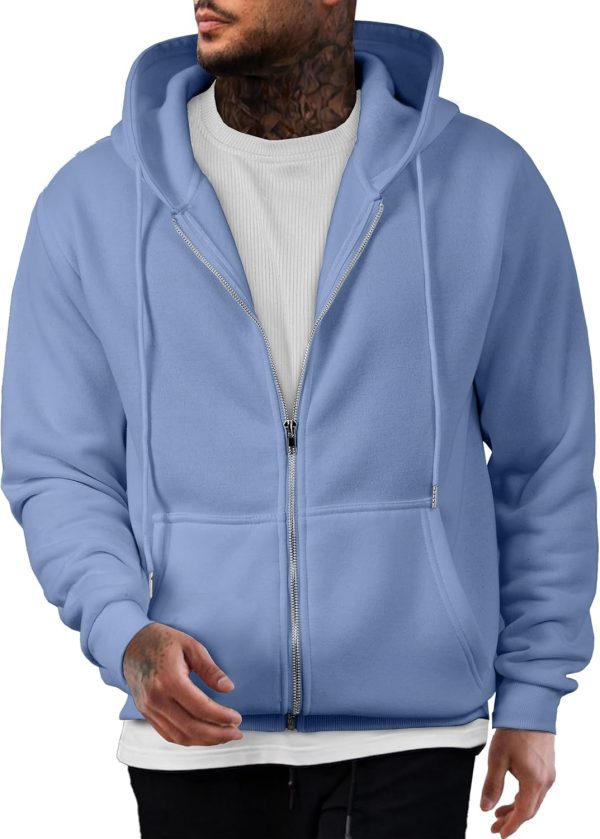 JMIERR Mens Full Zip Casual Cotton Hooded Fleece Drawstring Hoodies Pullover Sweatshirts Casual Long Sleeve Shirts - Image 9